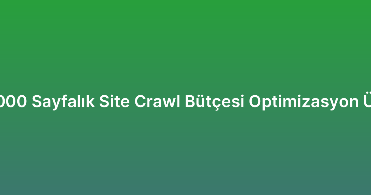 100.000 Sayfalık Site Crawl Bütçesi Optimizasyon Ücreti