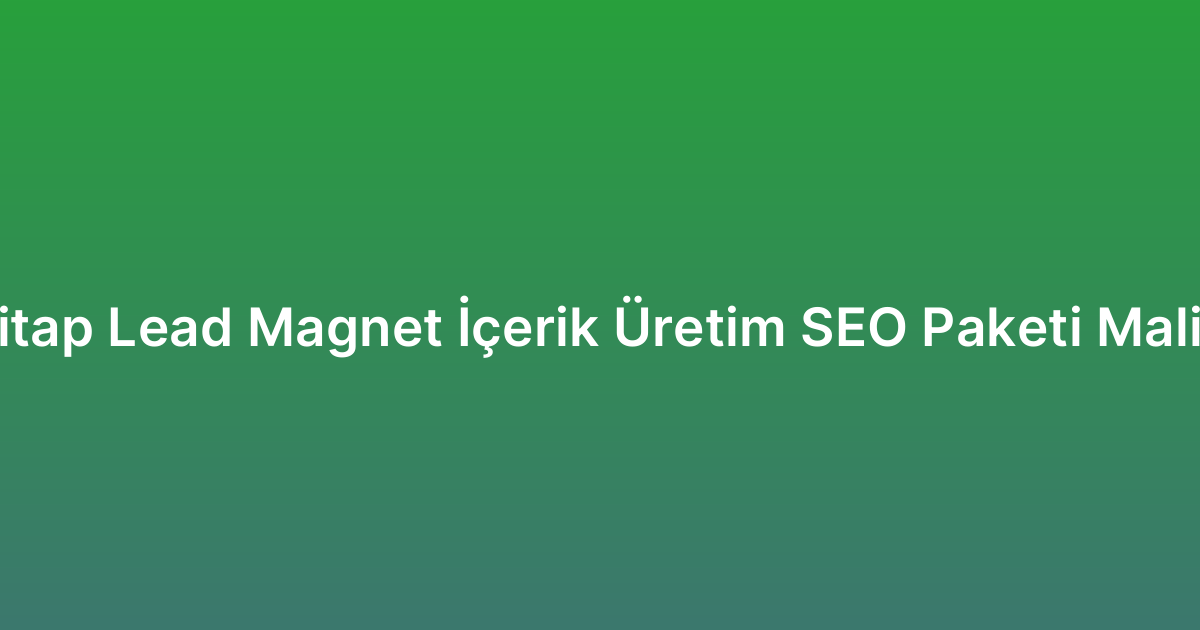 E-Kitap Lead Magnet İçerik Üretim SEO Paketi Maliyeti