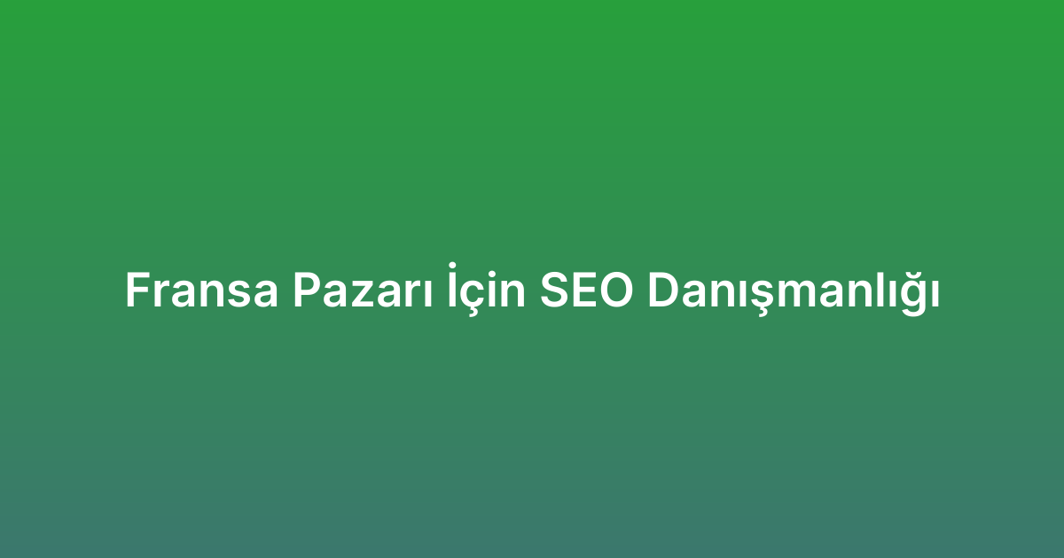Fransa Pazarı İçin SEO Danışmanlığı
