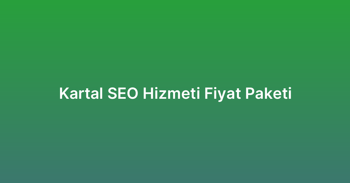 Kartal SEO Hizmeti Fiyat Paketi