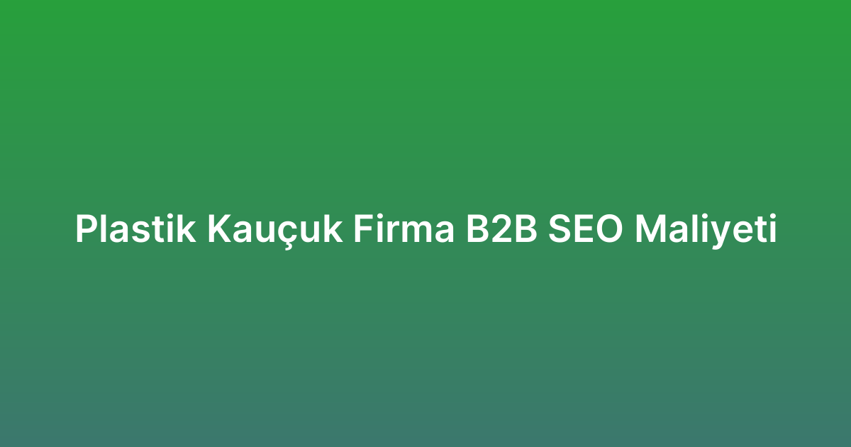 Plastik Kauçuk Firma B2B SEO Maliyeti