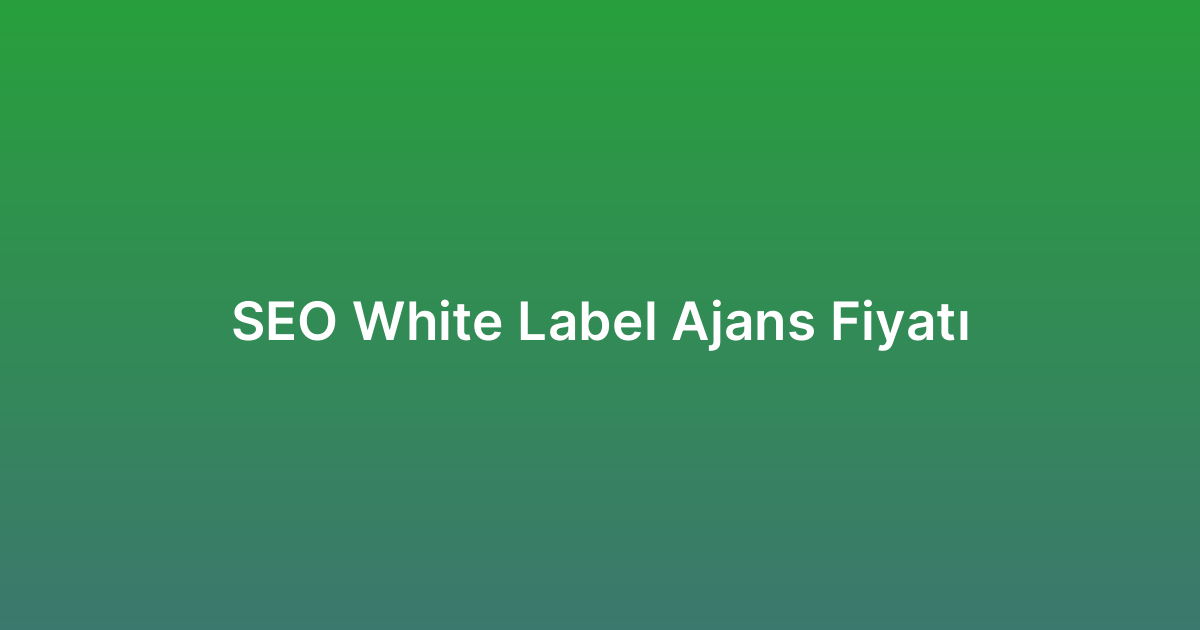 SEO White Label Ajans Fiyatı