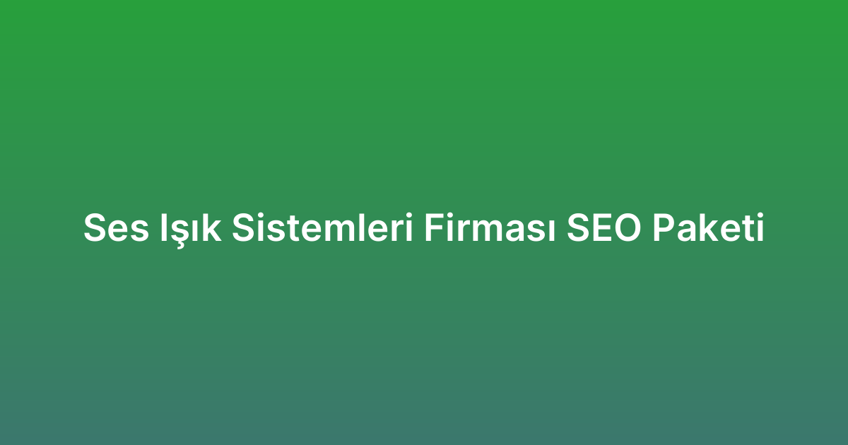 Ses Işık Sistemleri Firması SEO Paketi