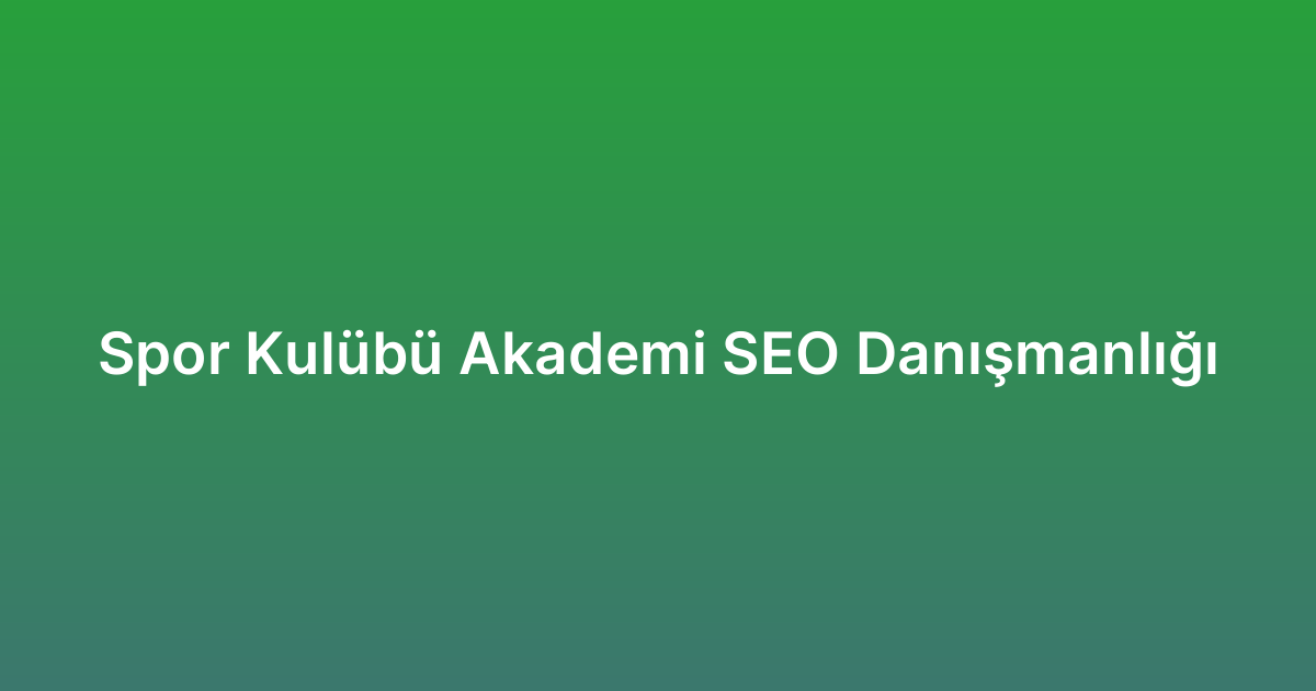 Spor Kulübü Akademi SEO Danışmanlığı