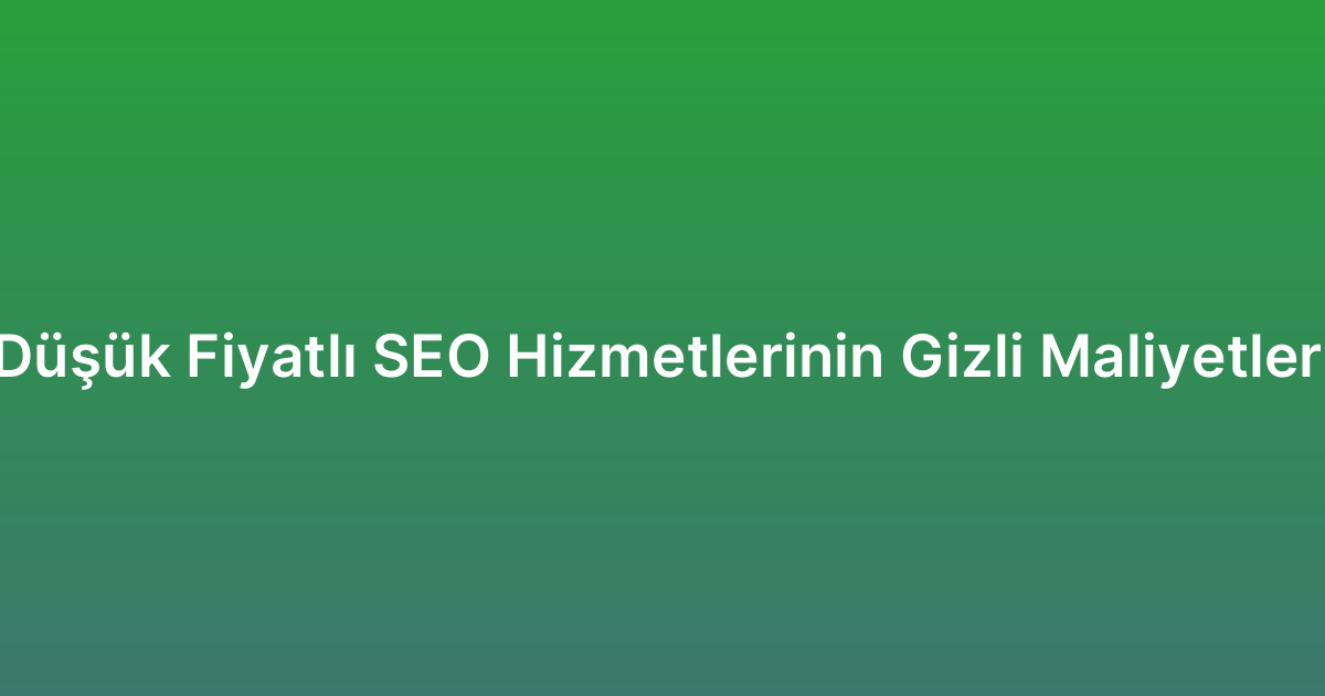 Düşük Fiyatlı SEO Hizmetlerinin Gizli Maliyetleri