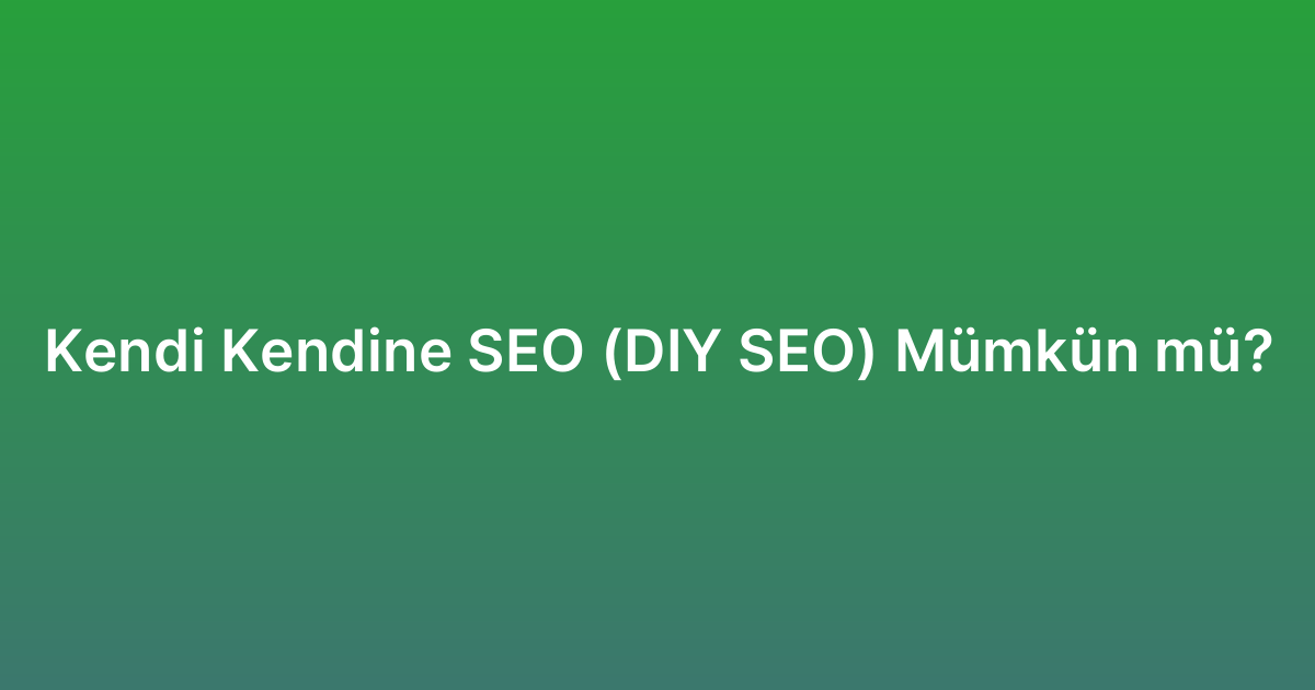 Kendi Kendine SEO (DIY SEO) Mümkün mü?