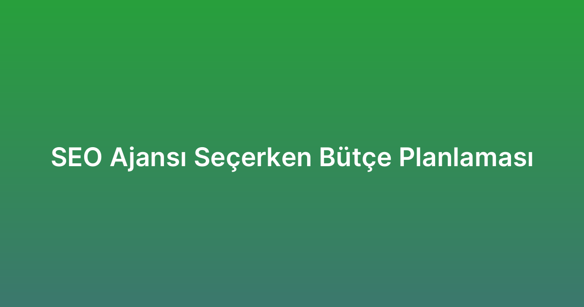 SEO Ajansı Seçerken Bütçe Planlaması