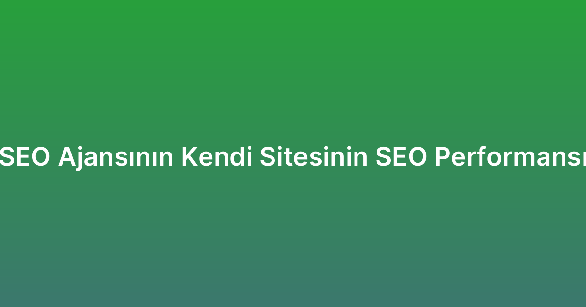 SEO Ajansının Kendi Sitesinin SEO Performansı