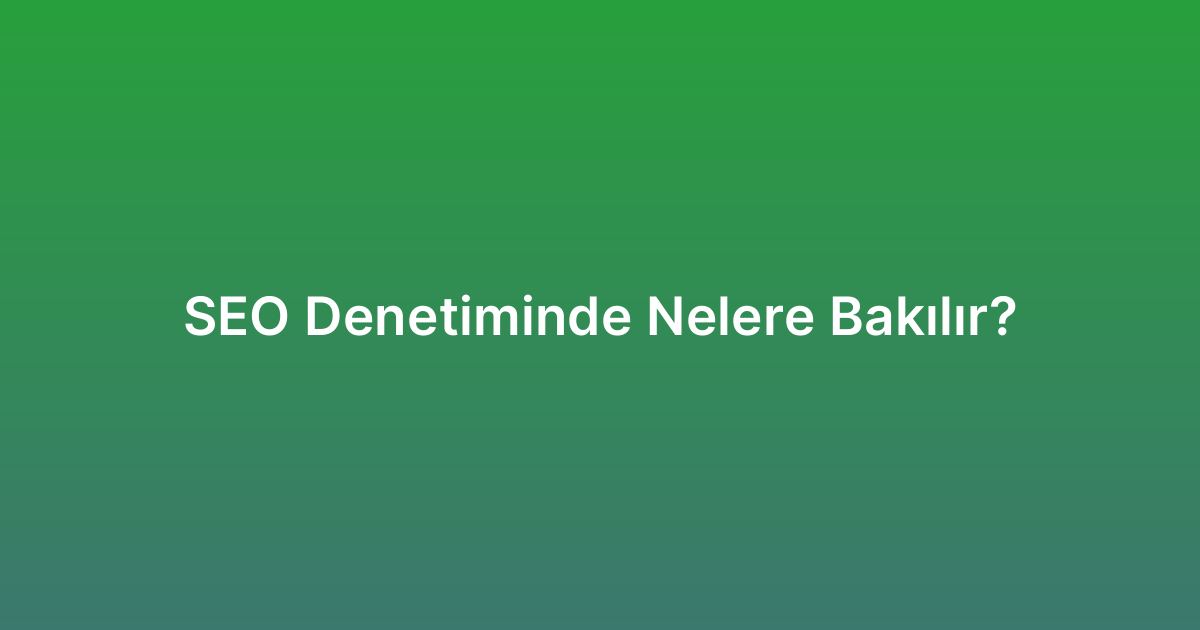 SEO Denetiminde Nelere Bakılır?