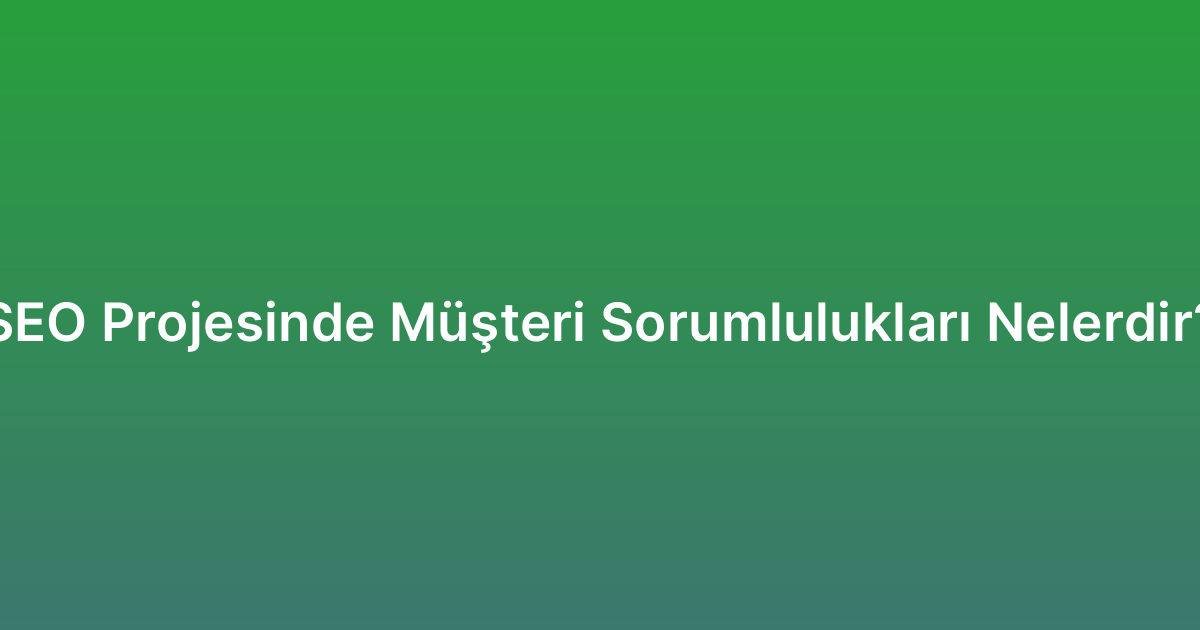 SEO Projesinde Müşteri Sorumlulukları Nelerdir?