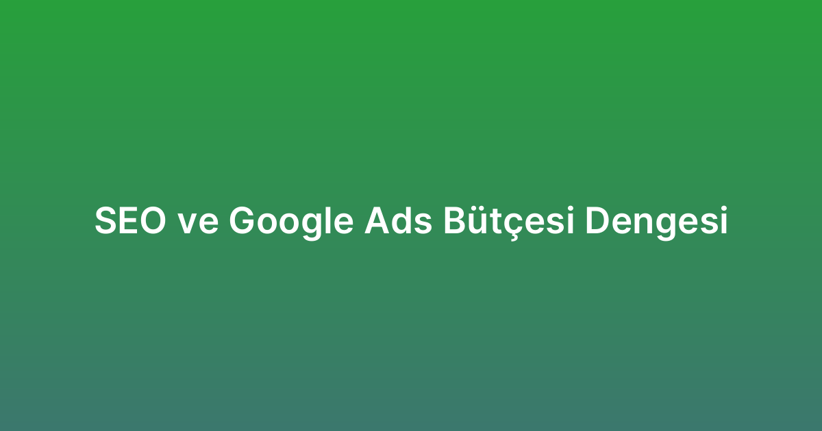 SEO ve Google Ads Bütçesi Dengesi