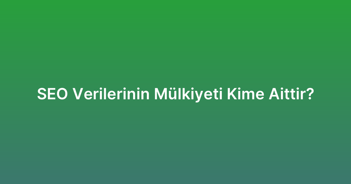 SEO Verilerinin Mülkiyeti Kime Aittir?