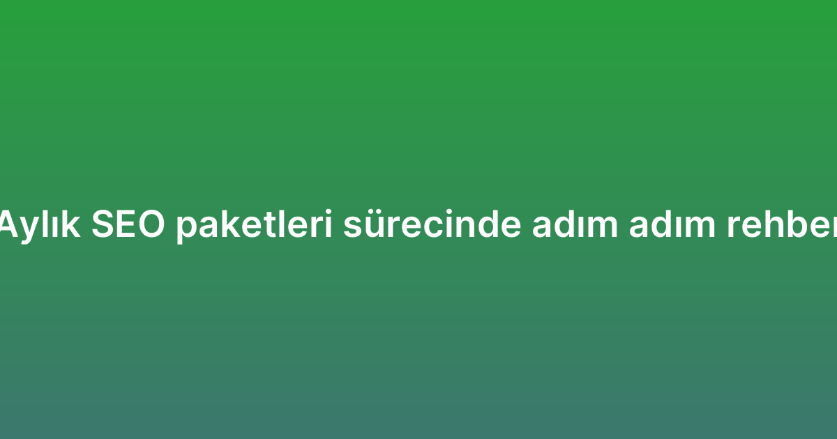 Aylık SEO paketleri sürecinde adım adım rehber