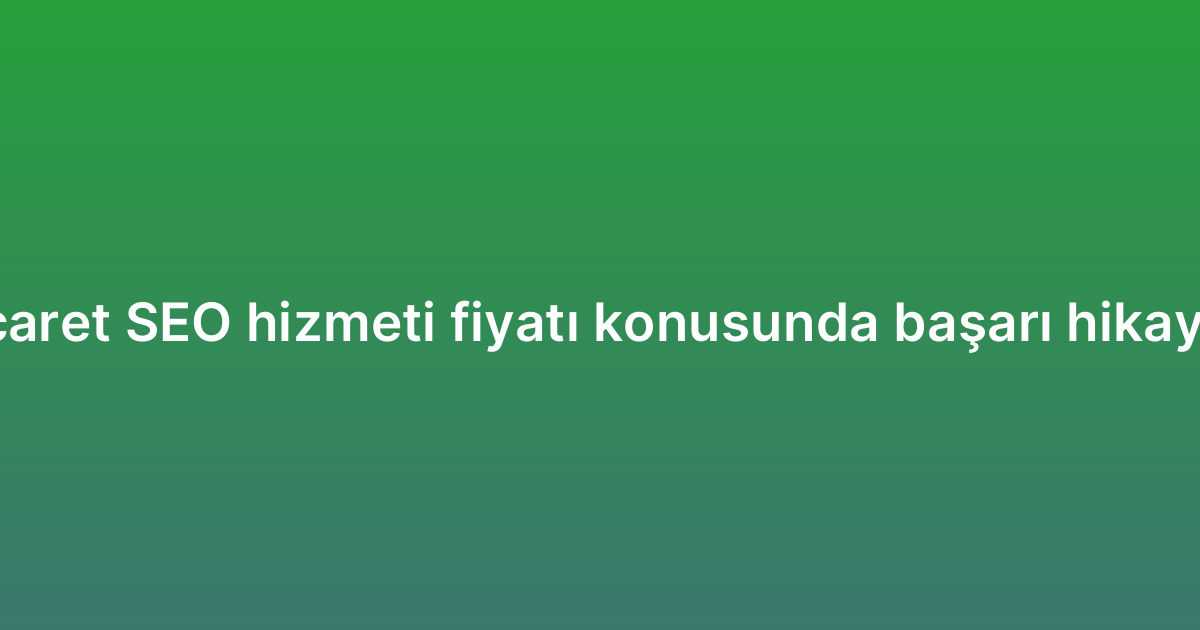E-ticaret SEO hizmeti fiyatı konusunda başarı hikayeleri
