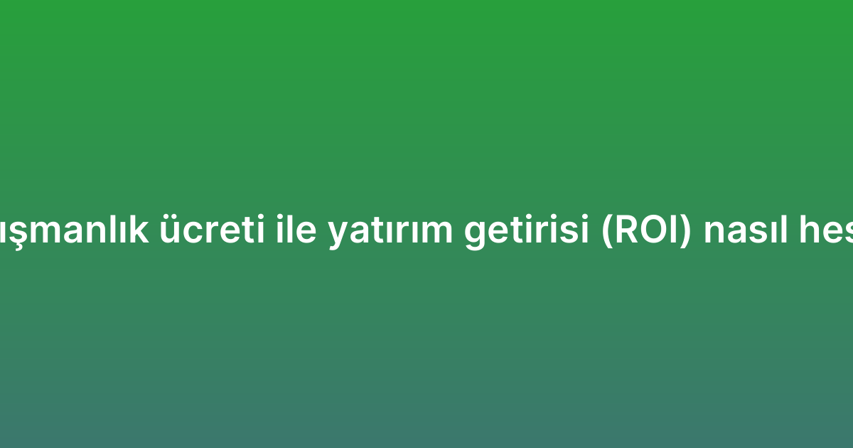 SEO danışmanlık ücreti ile yatırım getirisi (ROI) nasıl hesaplanır?